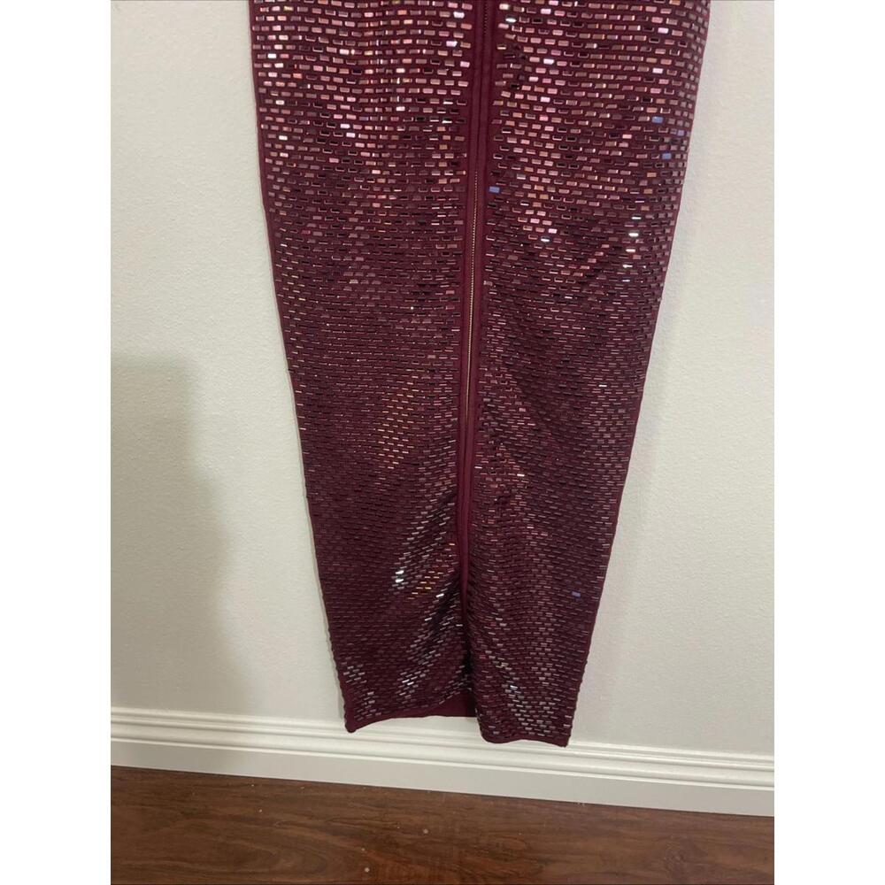 Retrofete Burgundy Sequin High-Neck Column Gown - Picture 14 of 15